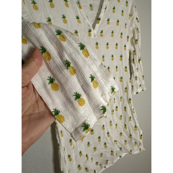 J. Crew Pineapple Top Tee Oversized Tropical Summer T-shirt Gauzy - Picture 2 of 6